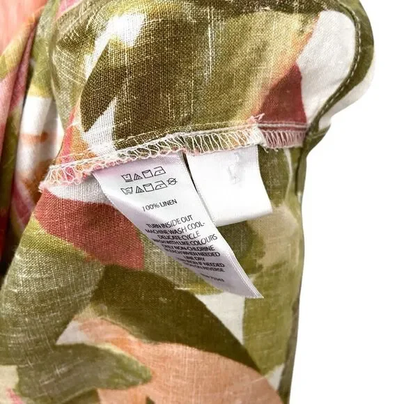 Tahari 100% Linen Floral Patterned Polo Shirt Dress in Size Large - Picture 13 of 13